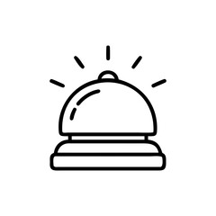 Outline a service bell with radiating lines alert notification