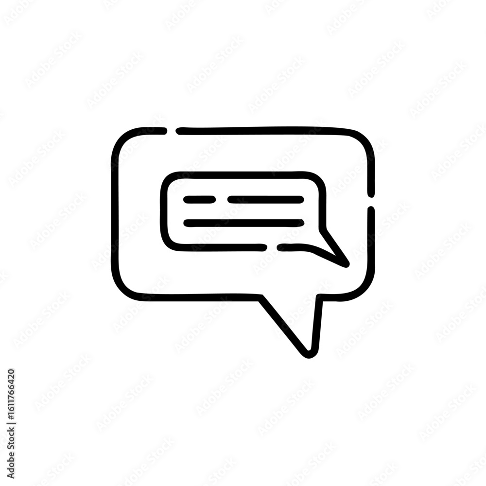 Poster outline a speech bubble with text inside message communication