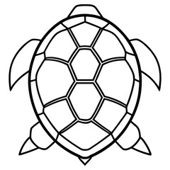 Obraz premium A simple black and white line drawing depicts a turtle isolated on white background
