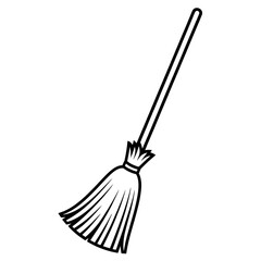 broom and shovel illustration vector style coloring page 