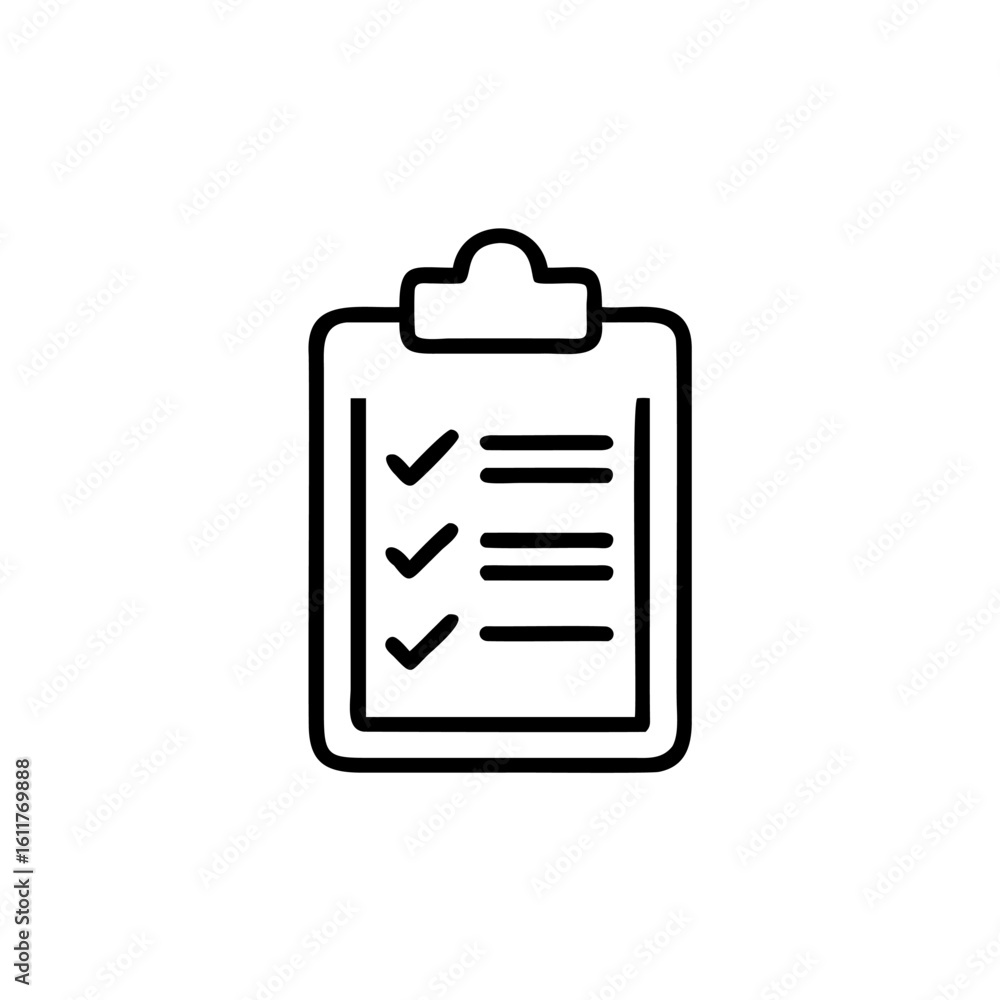 Poster outline icon a clipboard with three checkmarks lines checklist tick