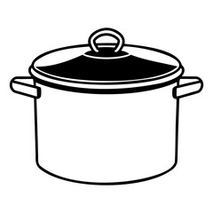 Vector  illustration of a cooking pot with lid and handles on white on transparent background
