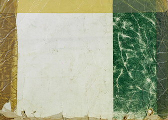 Vintage Textured Paper with Green and Yellow Cracked Patterns