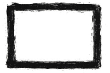 Black grunge frame is encompassing transparent background