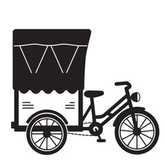 Black and white illustration of a cargo bicycle for delivery or transportation