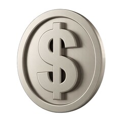 Obraz premium Silver dollar coin isolated on white background currency finance investment wealth savings and business concept