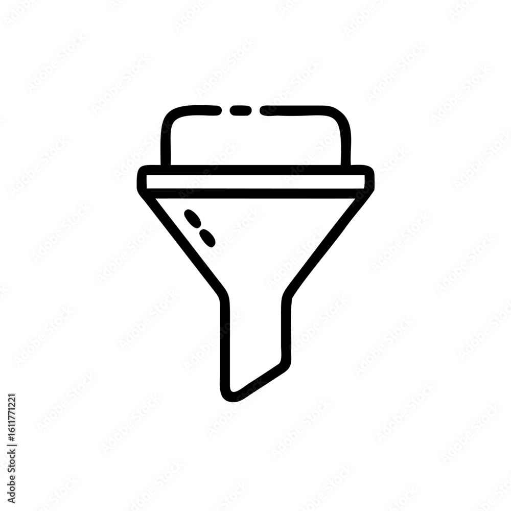 Poster outline icon a funnel with dashed top two dots filter symbol