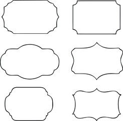 Fototapeta premium Set of Six Decorative Frames with Different Shapes and Borders for Labels Invitations and Design Elements on White Background