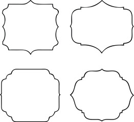 Collection of Four Simple Black and White Decorative Frames for Invitations and Other Graphic Design Projects on White Background