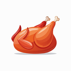 Cartoon-style roasted chicken illustration on a white background, perfect for food-related designs