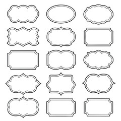 Collection of Fifteen Decorative Frames with Different Shapes and Styles Isolated on White Background Vector Illustration for Design Elements