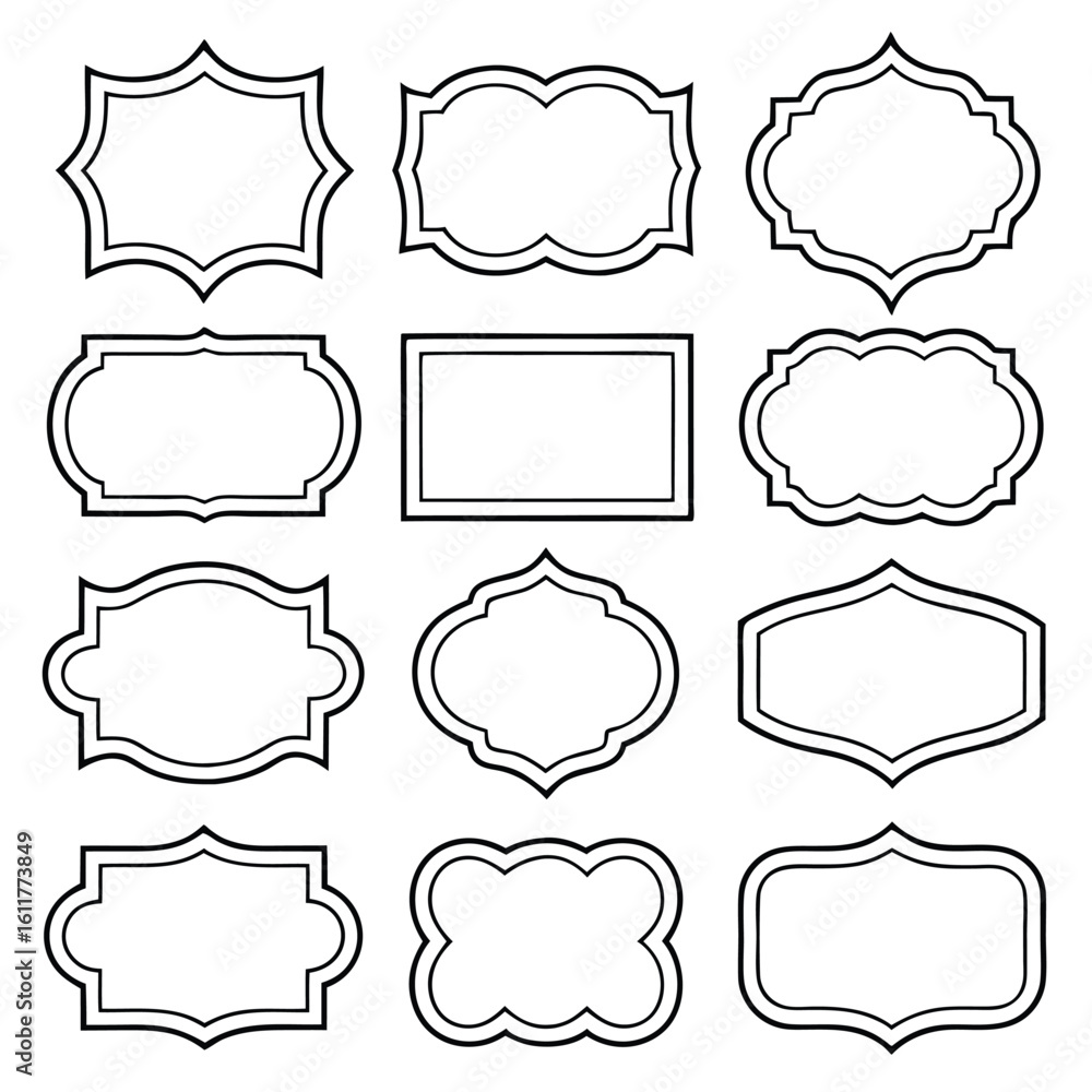Aufkleber collection of twelve decorative frames with double line borders for labels invitations and design el