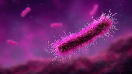 Microscopic view of bacteria in purple environment