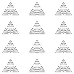 A seamless pattern of geometric triangle shapes arranged in a grid. The design is abstract and features black lines on a white background. Perfect for backgrounds.