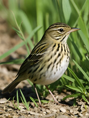 Tree pipit (Anthus trivialis) on the ground