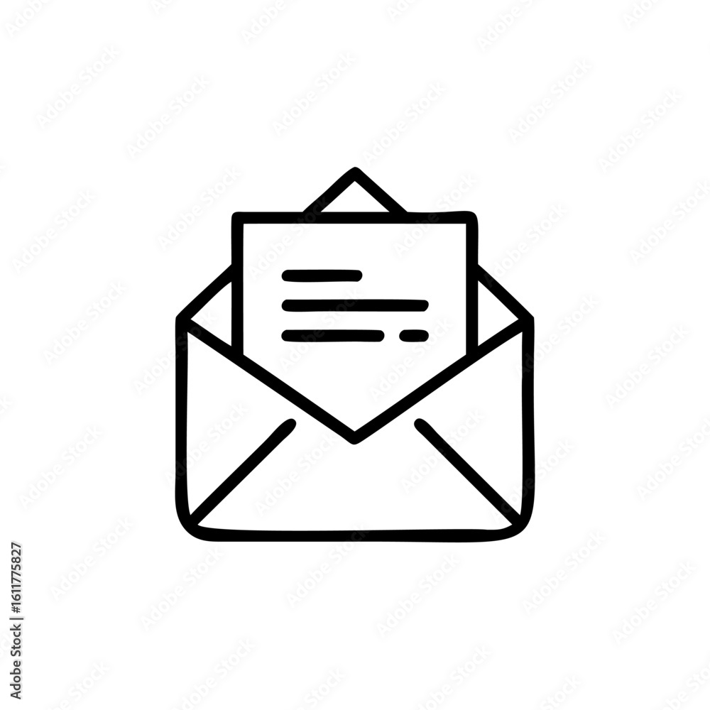 Aufkleber outline icon open envelope with paper inside on letter message