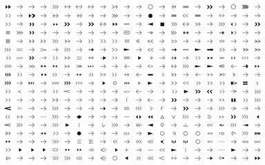 Diverse collection of black and white directional symbols