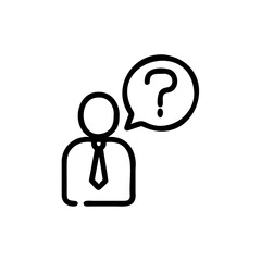 Outline icon person with question mark in speech bubble vector