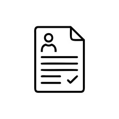 Outline icon resume with checkmark person symbol document paper © Sanot