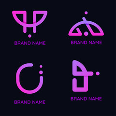 Modern abstract gradient vectors logo design and branding identity set.