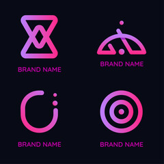 Modern gradient abstract logo vectors set for ai technology branding.