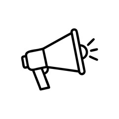 Outline megaphone icon with sound waves on bullhorn announcement
