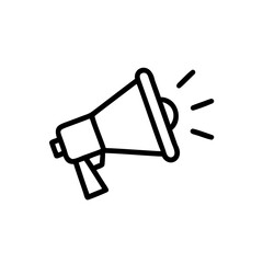Outline megaphone icon with sound waves on loudspeaker announcement