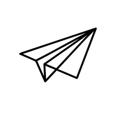 Outline paper airplane icon on simple