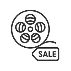 Film Reel Sale Shape-Based Outline Icon, Monochrome, Transparent Background