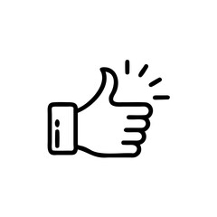 Outline thumbs up icon with radiating lines on hand gesture