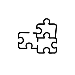 Three outline puzzle pieces interlocking on jigsaw connection
