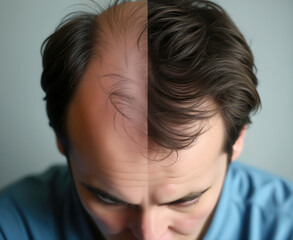 Before and after hair transplant transformation - male pattern baldness treatment results