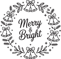 Fototapeta premium Decorative Jingle Bells Vector Pack – Festive Black Line Art with Holiday Themes