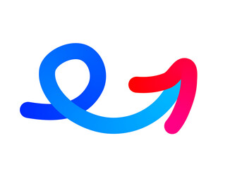 Looping and Curved Gradient Arrow Symbol on Transparent Background – Digital Design Element
