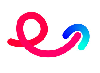 Looping and Curved Gradient Arrow Symbol on Transparent Background &ndash; Digital Design Element
