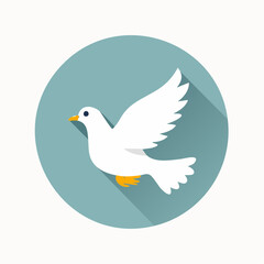 Obraz premium Elegant white dove against a soft blue circle, symbolizing peace and harmony in a minimalist design