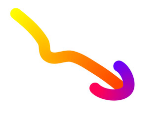 Stylized Curved Arrow with Smooth Gradient Colors – Transparent Design Element for UI/UX