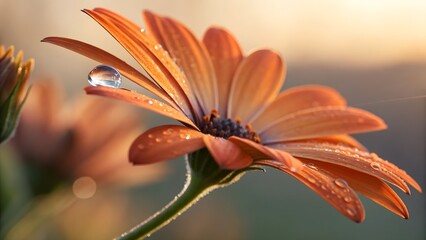 orange flower with water drops