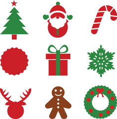 A set of Christmas elements vector illustration 