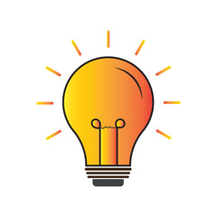Light bulb icon isolated on white background. Electric lamp, light, solution, creative thinking, electricity symbol vector illustration. Idea symbol flat and colored style. 