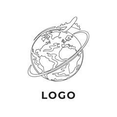 lineart earth globe vector illustration