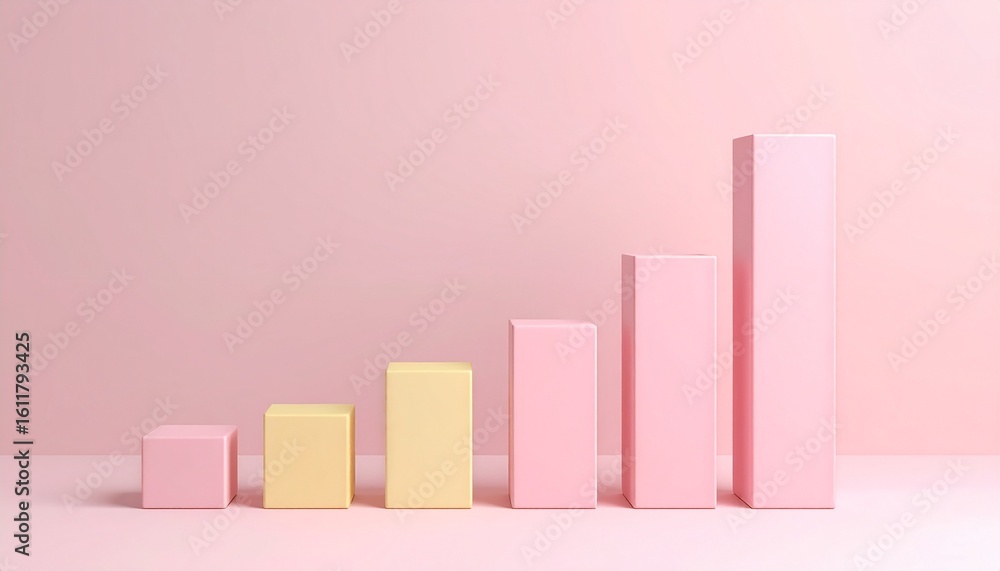 Aufkleber pastel colored 3d progress bar chart showing multiphase project growth multiple bar graphs stacked o
