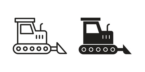 Bulldozer icon logo set. thin line concept simple icon or design element