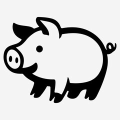 Pig Silhouette Logotype Flat Icon Symbol Vector Graphic