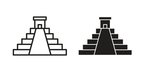Chichen Itza icon logo set. thin line concept simple icon or design element