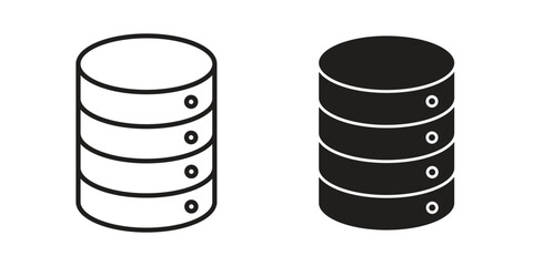 Cylinder database icon logo set. thin line concept simple icon or design element