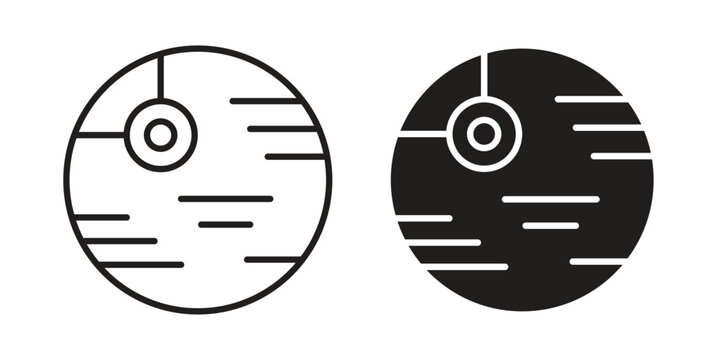 Death star icon logo set. thin line concept simple icon or design element