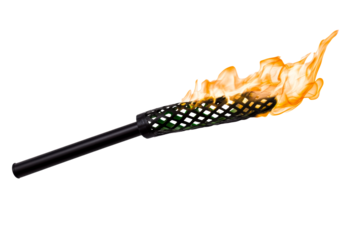 Flaming torch with woven handle and transparent background