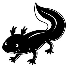 Cute axolotl silhouette isolated on white background