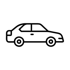 Simple outline of a car in minimalistic style on transparent background  